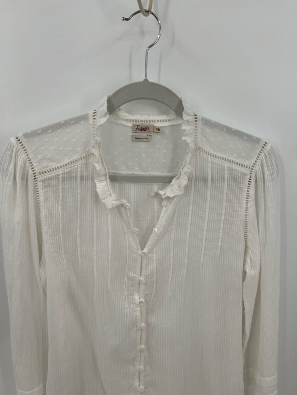 Faherty Willa White Ruffled Button-Front blouse - Picture 5 of 12